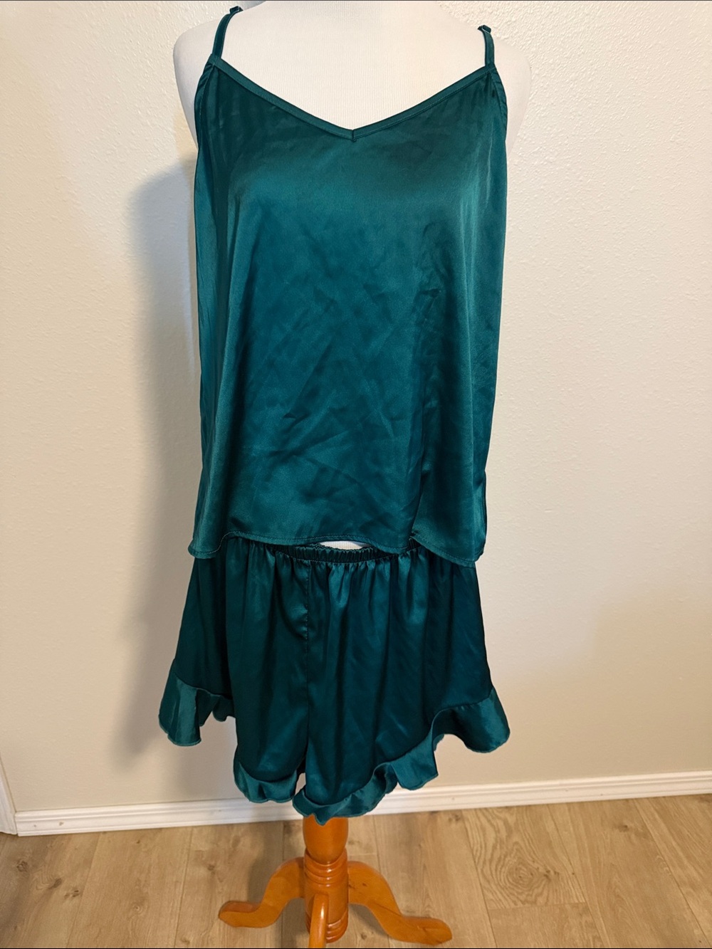 2 piece Satin Teal lingerie
